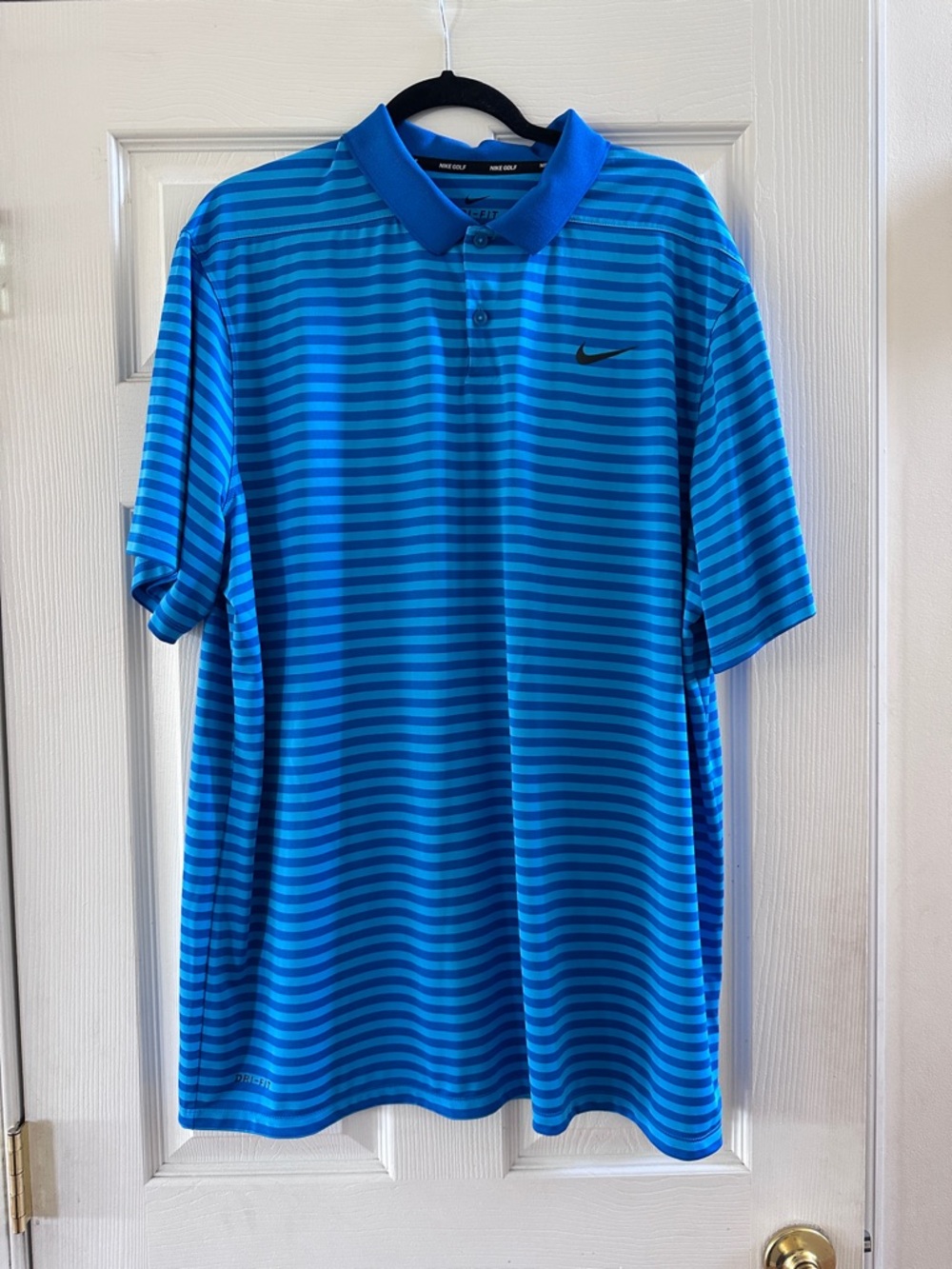 Nike Blue Striped Performance Golf Polo